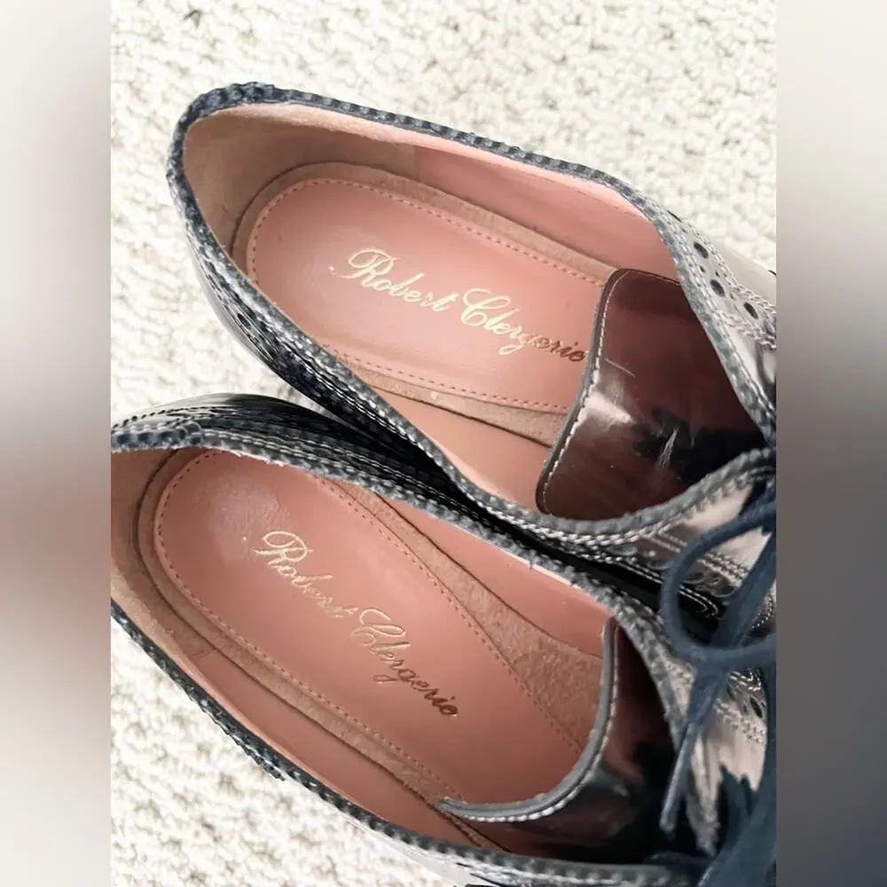 Robert clergerie metallic Oxford loafer platforms size 8 8.5